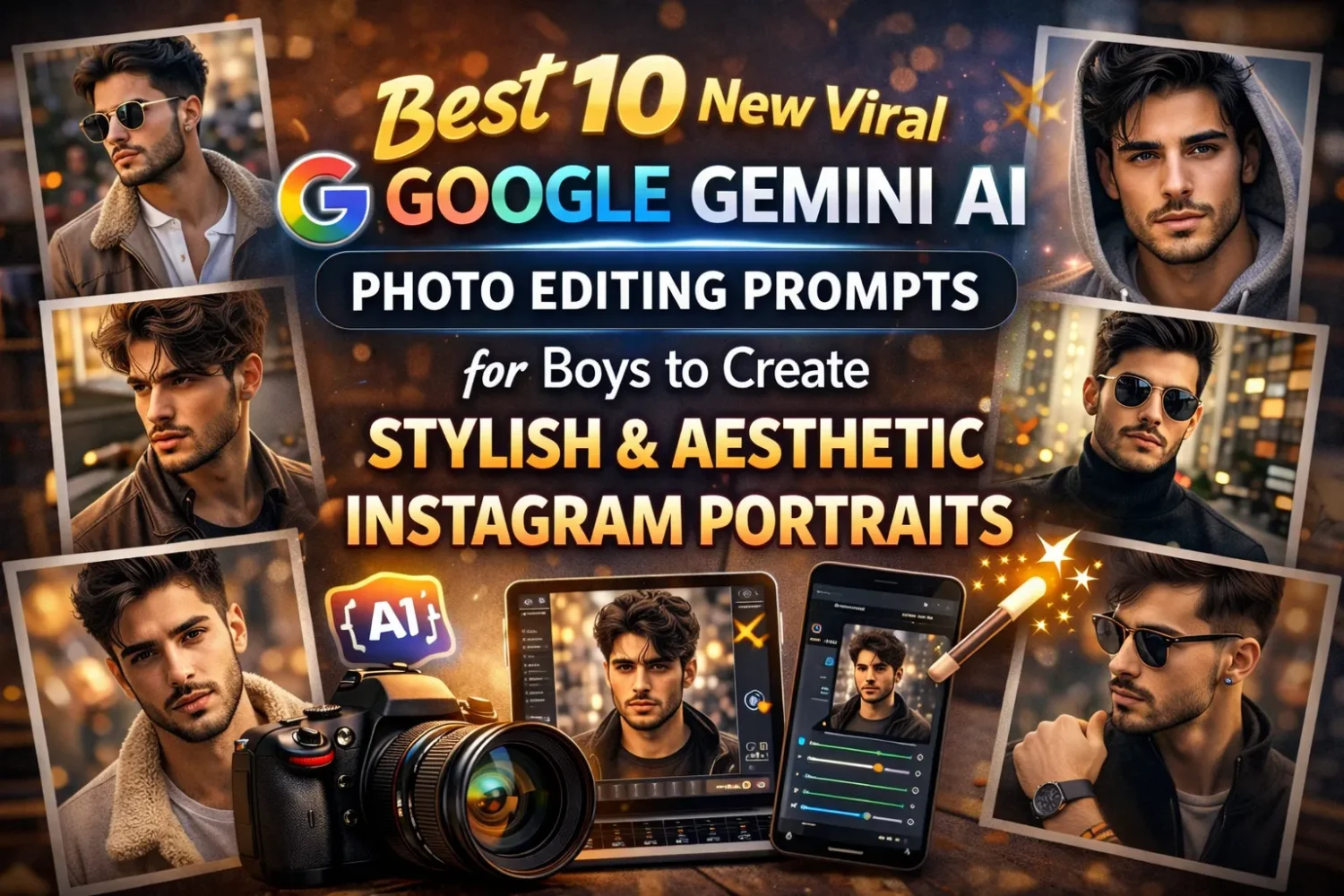 Best 10 New Viral Google Gemini AI Photo Editing Prompts for Boys to Create Stylish & Aesthetic Instagram Portraits